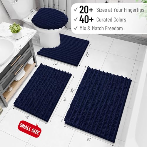 Arotive Luxury Toilet Rugs UShaped 24x20 Extra Soft Thick Absorbent Shaggy Chenille Bath Rugs NonSlip Machine Wash Dry Bath Mat for Toilet Base Tub and Shower Home Decor Accessories Navy - Image 3