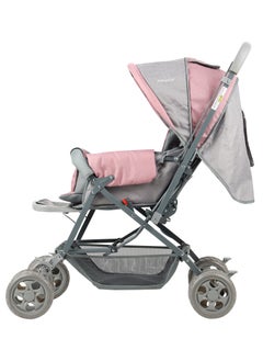 BABY PLUS Ultimate Comfort Reversible Baby Stroller - Lightweight, Foldable, Adjustable Seat with Canopy & Safety Belt for Newborns & Toddlers, 0-3 Years (PINK)  - Image 2