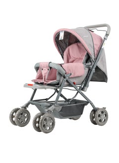BABY PLUS Ultimate Comfort Reversible Baby Stroller - Lightweight, Foldable, Adjustable Seat with Canopy & Safety Belt for Newborns & Toddlers, 0-3 Years (PINK)  - Image 1