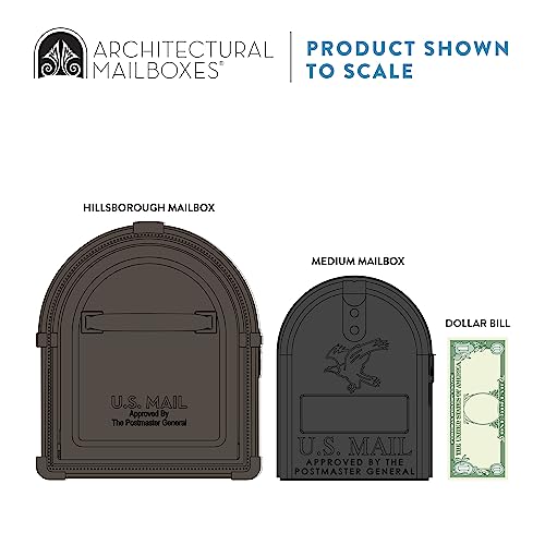 Architectural Mailboxes Hillsborough™ Heavy Duty Decorative Steel Metal Post Mounted Mail Box for Outside, Rubbed BronzeLarge Curbside Mailbox with Magnetic Latch - Image 3