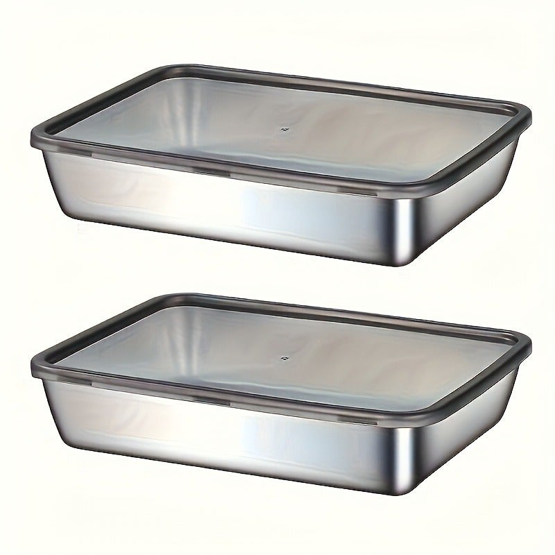 2/3/5pcs Stainless Steel Food Storage Containers Leak-Proof, Stackable, Space-Saving - Heavy-Duty Stainless Steel Construction, Airtight Lid for Freshness - Ideal for Meal Prep, Fruits, Meats, Veggies, Leftovers, Fridge, Freezer - Image 5