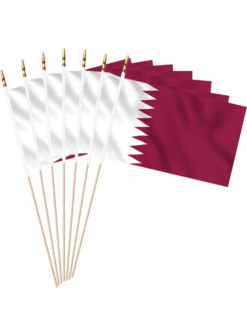 SODANEED 15 Pack Hand Held Qatar Flag, Small The State of Qatar Flags/Mini Qatar Flag for Outside 4x6 Inch, QAT Stick Flags with Golden Kid-Safe Spear Top, Decorations - Image 1