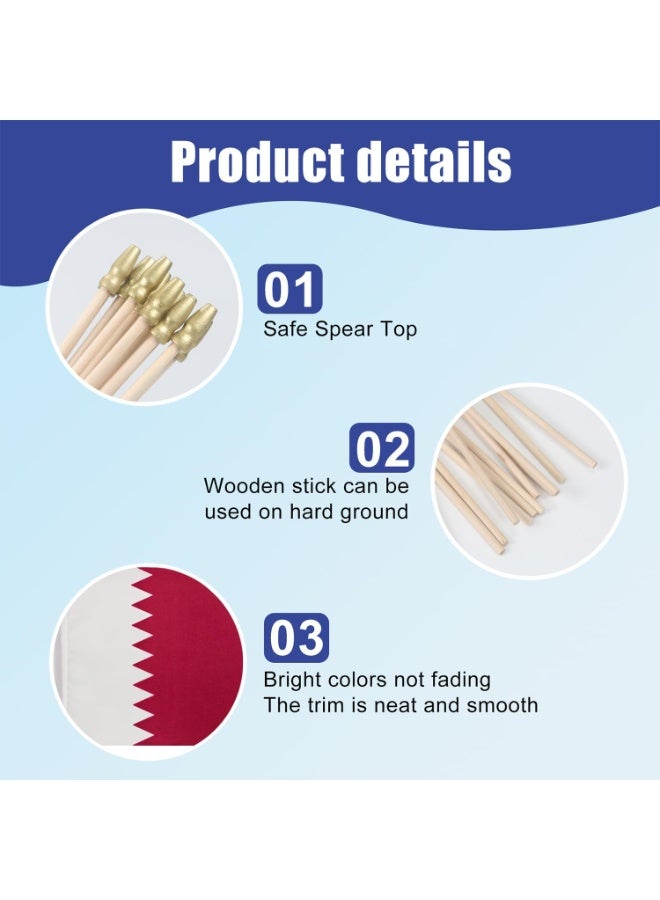 SODANEED 15 Pack Hand Held Qatar Flag, Small The State of Qatar Flags/Mini Qatar Flag for Outside 4x6 Inch, QAT Stick Flags with Golden Kid-Safe Spear Top, Decorations - Image 3