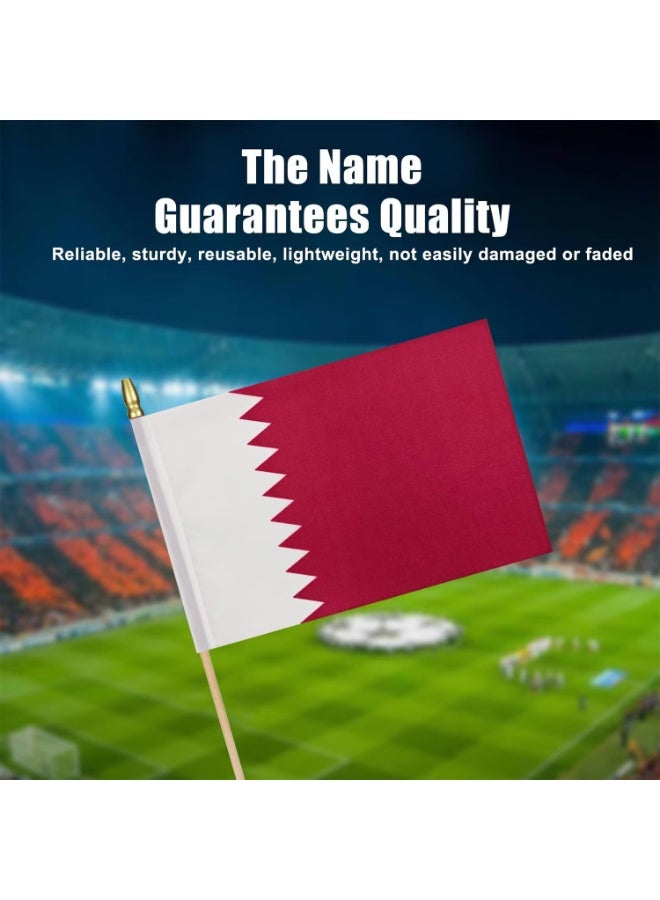 SODANEED 15 Pack Hand Held Qatar Flag, Small The State of Qatar Flags/Mini Qatar Flag for Outside 4x6 Inch, QAT Stick Flags with Golden Kid-Safe Spear Top, Decorations - Image 4