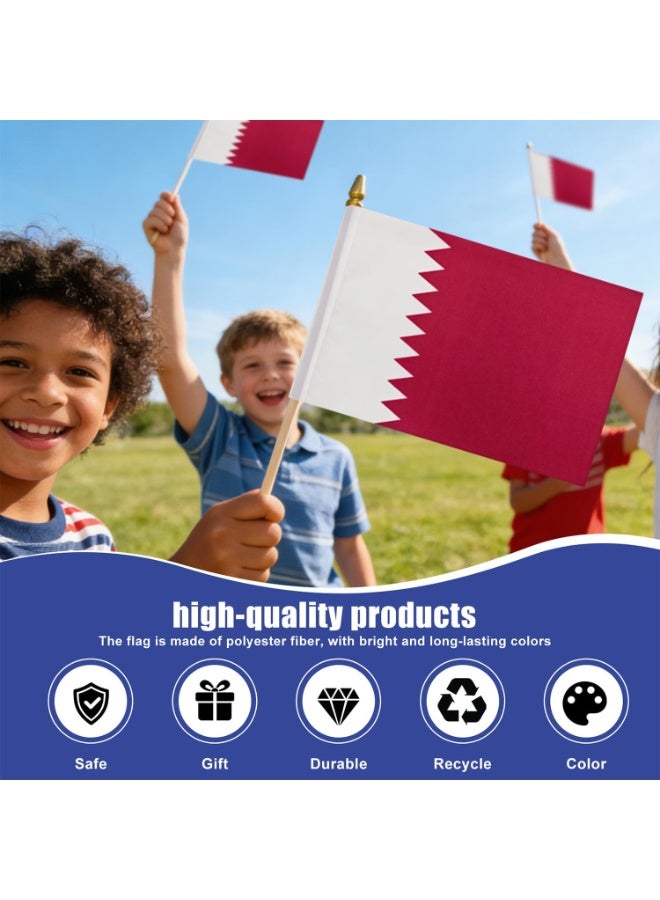 SODANEED 15 Pack Hand Held Qatar Flag, Small The State of Qatar Flags/Mini Qatar Flag for Outside 4x6 Inch, QAT Stick Flags with Golden Kid-Safe Spear Top, Decorations - Image 5