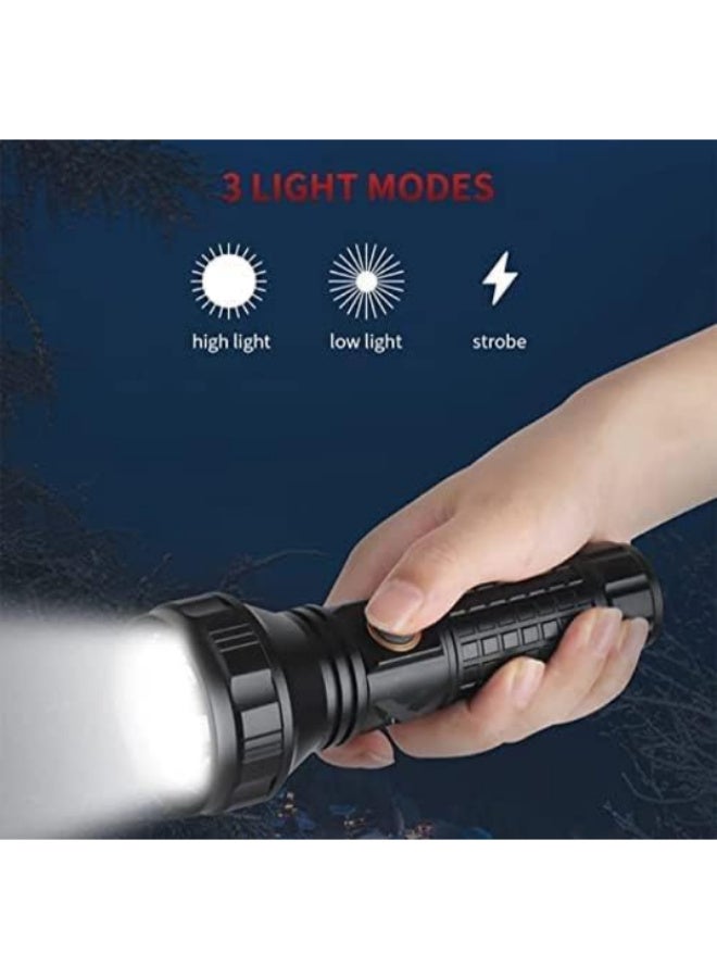 Powerful tactical LED flashlight with 10,000 lumens, long lasting, 800m flash range, waterproof, comes with a bag - Image 4