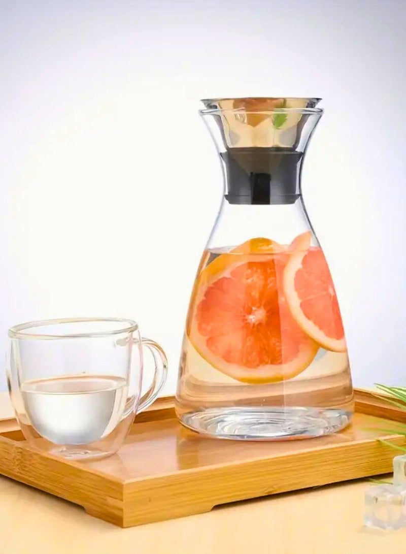 1Chase Borosilicate Glass Water Carafe – 1600ML Pitcher with Stainless Steel Flow Lid for Juice, Water, and Cold Beverages - Image 3