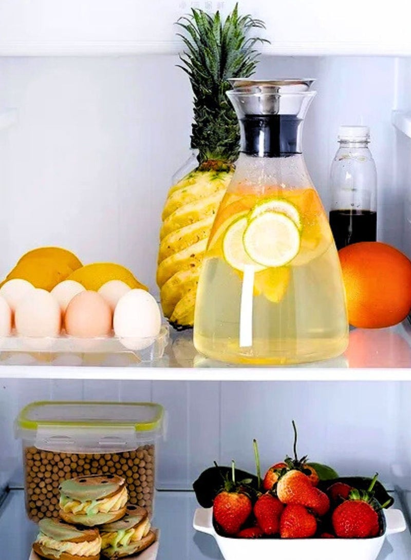 1Chase Borosilicate Glass Water Carafe – 1600ML Pitcher with Stainless Steel Flow Lid for Juice, Water, and Cold Beverages - Image 4