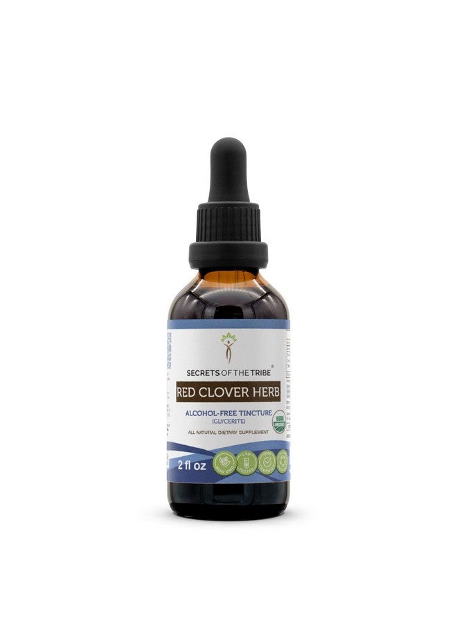 Secrets of the Tribe Red Clover Herb USDA Organic Tincture | Alcohol-FREE Extract, High-Potency Herbal Drops | Made from 100% Certified Organic Red Clover Herb (Trifolium Pratense) Dried Leaf and Flower 2 oz - Image 1