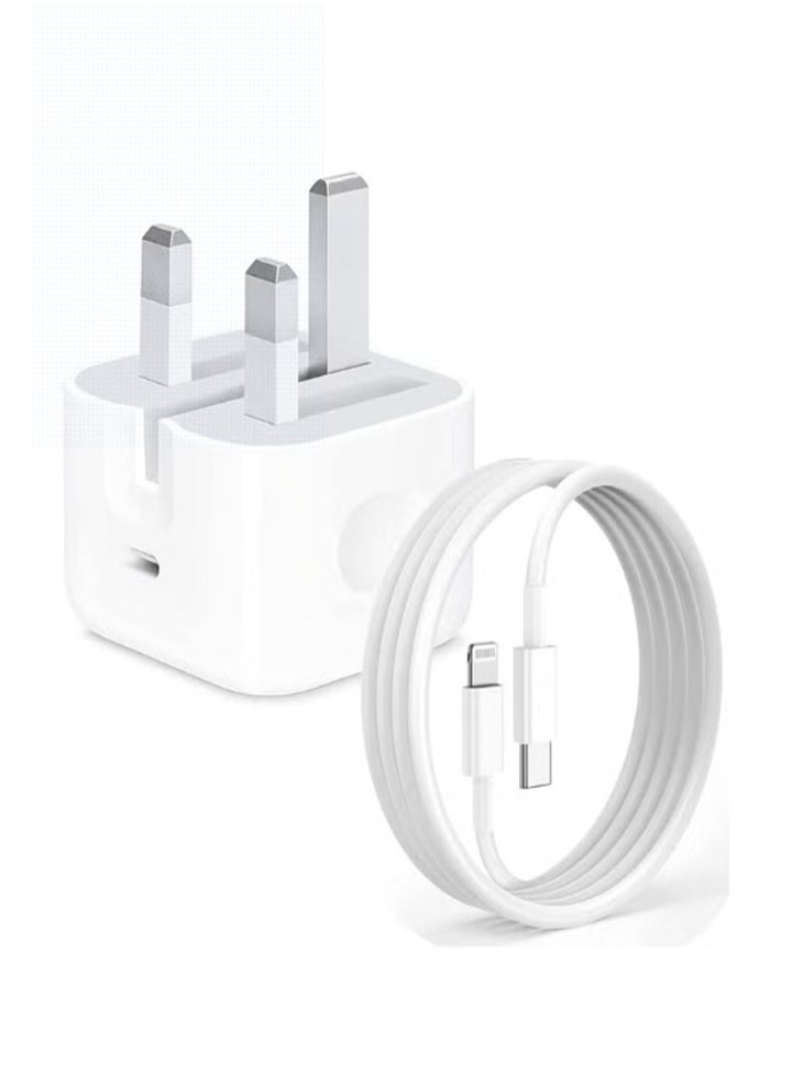 Generic - iPhone 20W Fast Charger | USB C Fast Wall Charger with 1m USB C to Lightning Cable, Compatible with iPhone 14/14 Pro/14 Pro Max/13/12/SE2020/11/XR/XS Max/X/iPad - Image 1