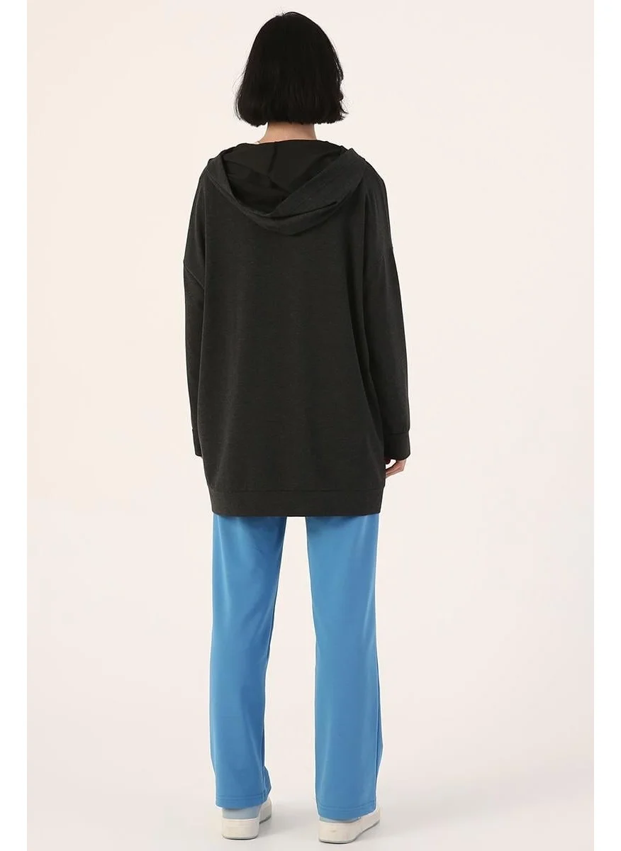 Allday Anthracite-Zipped Sweat Cardigan
