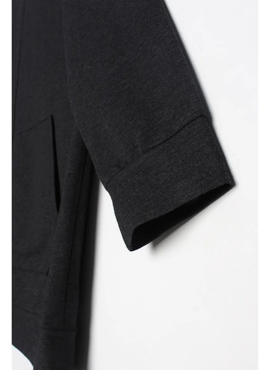 Allday Anthracite-Zipped Sweat Cardigan