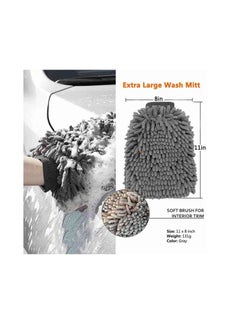 SYOSI Car Wash Mitt, Scratch Free Chenille Microfiber Double Sided Washing Mitts, Dual Sided Cleaning Gloves for Dirt Bugs, Sponge Cloths for Cars, Home, Furniture, Trucks, Boats 2Pack  - Image 3