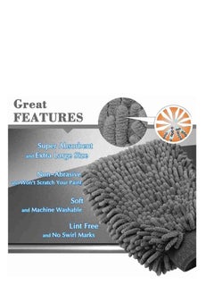SYOSI Car Wash Mitt, Scratch Free Chenille Microfiber Double Sided Washing Mitts, Dual Sided Cleaning Gloves for Dirt Bugs, Sponge Cloths for Cars, Home, Furniture, Trucks, Boats 2Pack  - Image 4