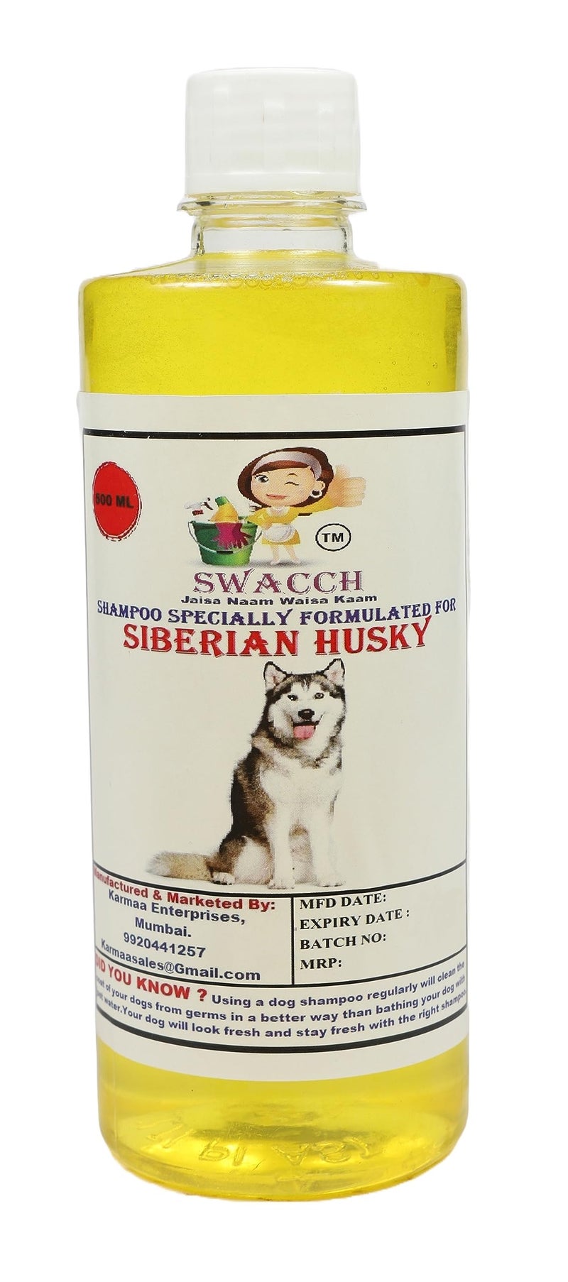 swacch Siberian Husky Dog Shampoo + Dumbbell Toy I Durable Rubber Dog Toy for Chewing I Playing,Teeth Cleaning & Training Toy I Combo Pack I 500ml Lemon - Image 2