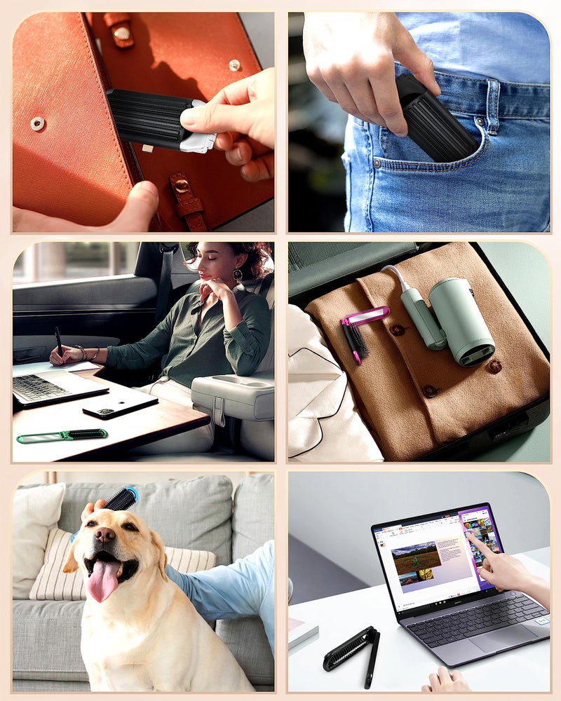 MoHern 6 PCS Folding Travel Hairbrush Set with Compact Mirror for Women - Mini Pocket Brush with Mirror for Purse and Girls - Image 3