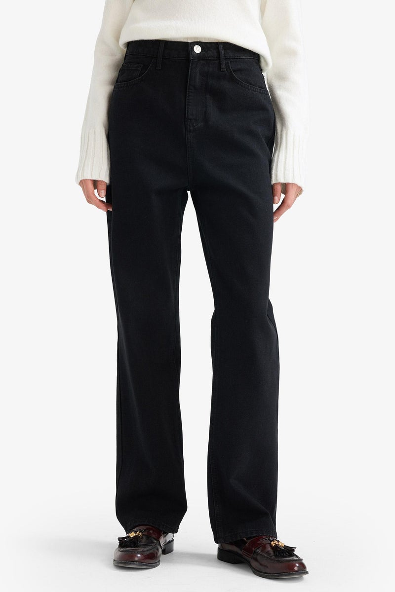 DeFacto Black Woman Straight Fit Jean Trousers Casual - Image 5
