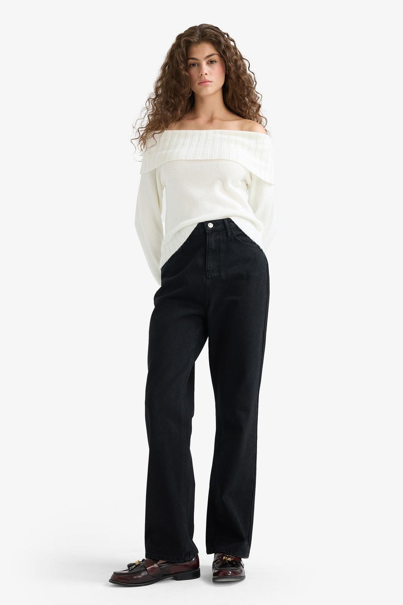 DeFacto Black Woman Straight Fit Jean Trousers Casual - Image 1
