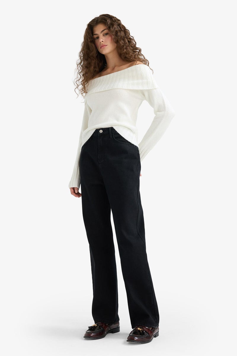 DeFacto Black Woman Straight Fit Jean Trousers Casual - Image 2