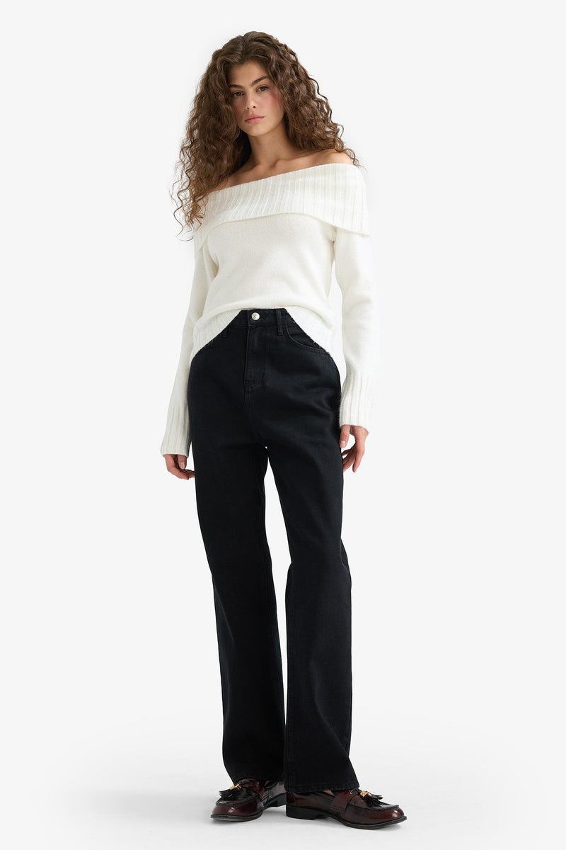 DeFacto Black Woman Straight Fit Jean Trousers Casual - Image 3