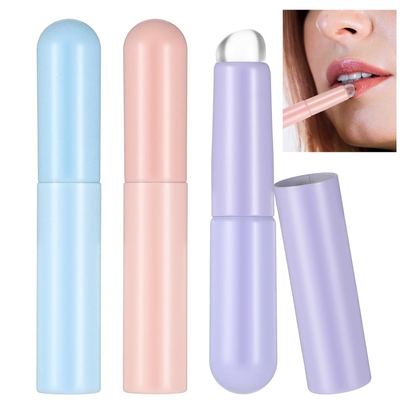3pcs Silicone Lip BrushLip Balm ApplicatorReusable Lip Mask ApplicatorHigh Elastic Silicone Lip Applicator for Lip BalmLip GlossConcealerMacaron Color