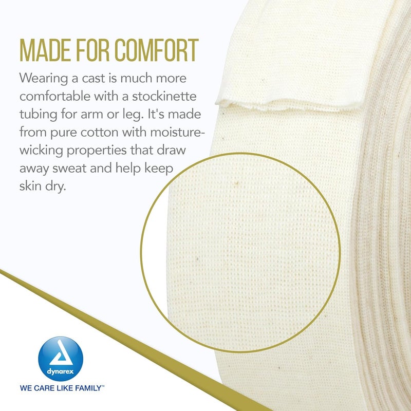 Dynarex Dynarex Cotton Stockinette 2 x 25 yds NonSterile  LatexFree Tubular Bandage for Preventing Skin Irritation and Cast Wrinkles Made from 100 Pure Cotton 1 Cotton Roll  - Image 3