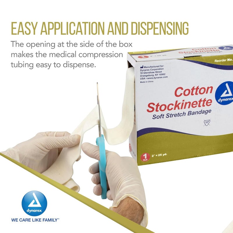 Dynarex Dynarex Cotton Stockinette 2 x 25 yds NonSterile  LatexFree Tubular Bandage for Preventing Skin Irritation and Cast Wrinkles Made from 100 Pure Cotton 1 Cotton Roll  - Image 5