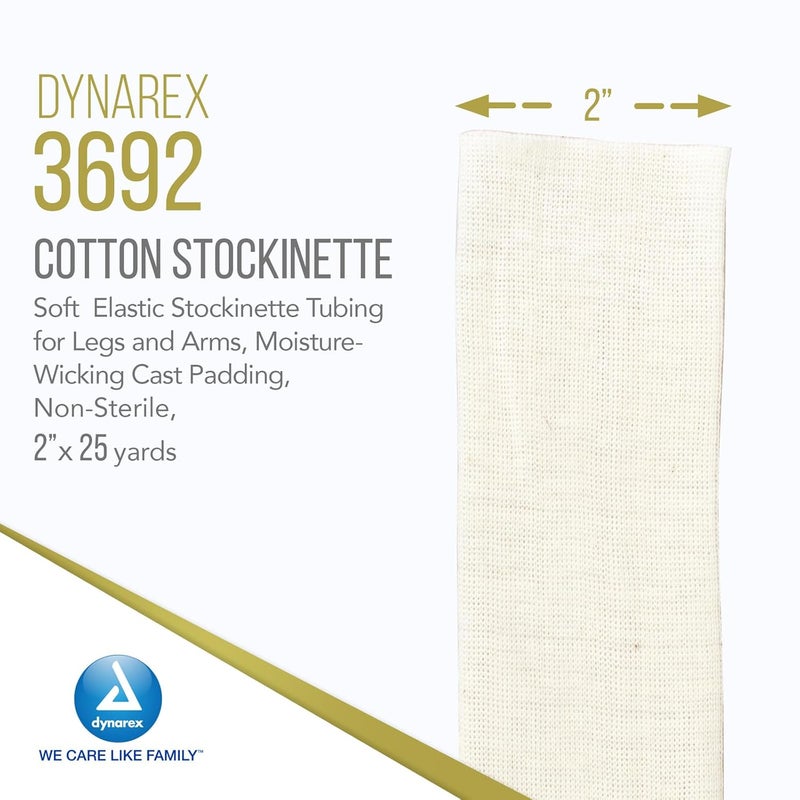 Dynarex Dynarex Cotton Stockinette 2 x 25 yds NonSterile  LatexFree Tubular Bandage for Preventing Skin Irritation and Cast Wrinkles Made from 100 Pure Cotton 1 Cotton Roll  - Image 2