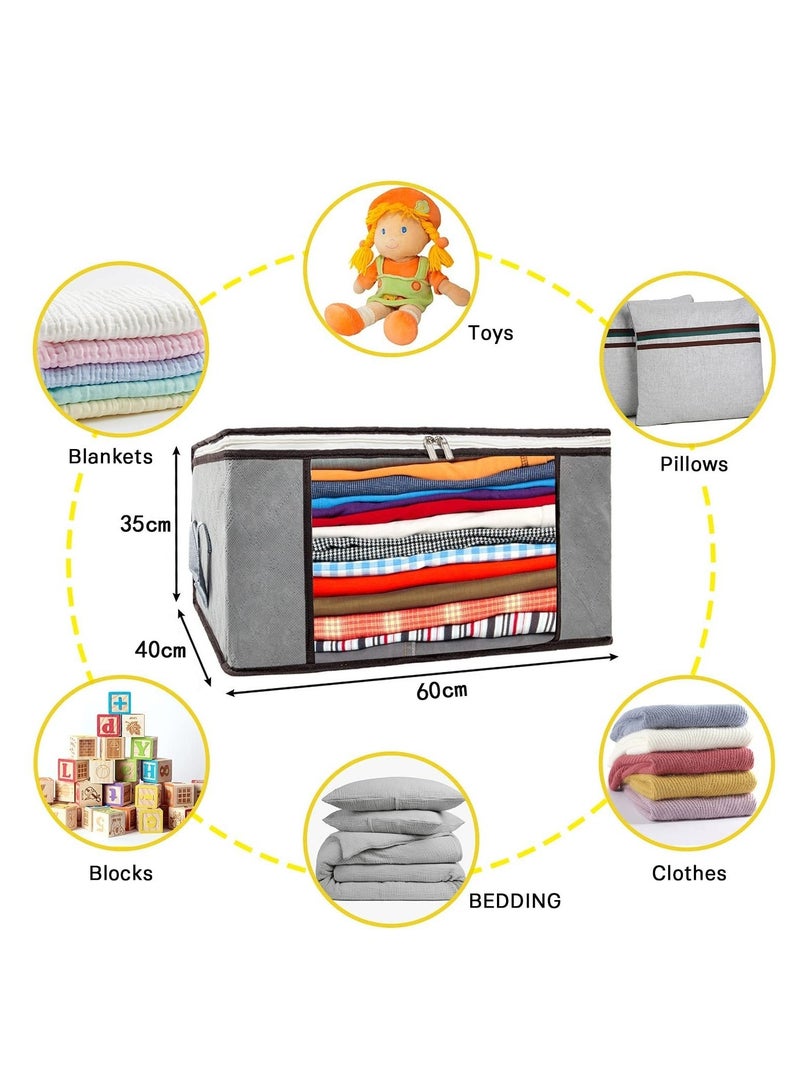 HOMESTAR 8-Piece Foldable Home Storage Bag Clothes Organizer and Protector Cover with Clear Window Sturdy Zipper Reinforced Handle - Image 2