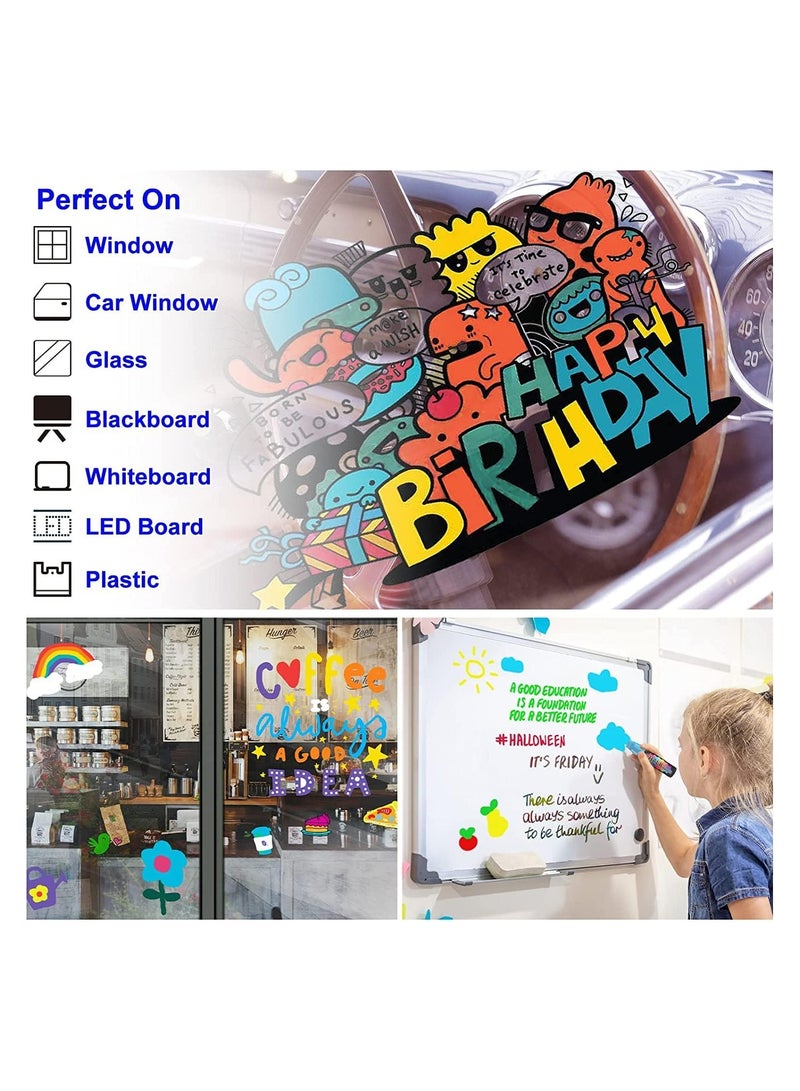 Erasable Chalk Markers Pens Set 8 Colors Colorful Graffiti Highlighter Marker for Flashing LED Lighted Board Blackboard Whiteboard Menu Message Board Glass Window Art-Chalk Pen Whiteboard Pen - Image 5
