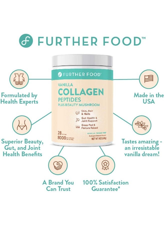 Further Food Vanilla Collagen Peptides Powder Supplement Plus Tremella Mushroom Grass Fed Pastureraised Type 1 & 3 Premium Collagen 56 Servings  - Image 3