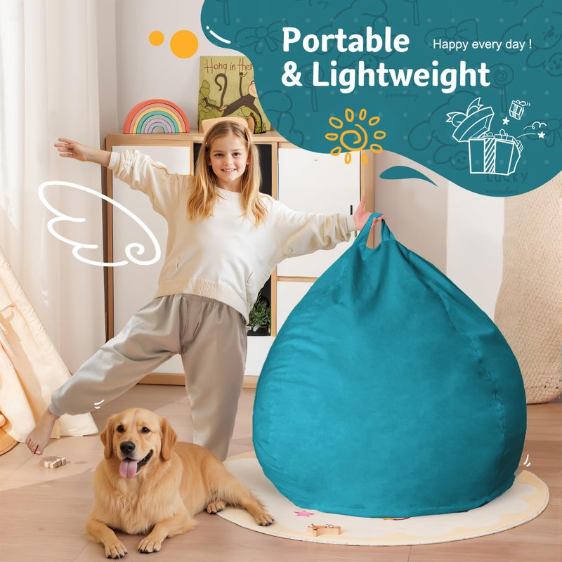 Homguava 2FT Bean Bag Chair: 2' Bean Bags with Memory Foam Filled,Comfy Beanbag Chairs Round Bean Bag Sofa with Dutch Velvet Cover-2FT-28 x28 x22,Sea Blue - Image 5