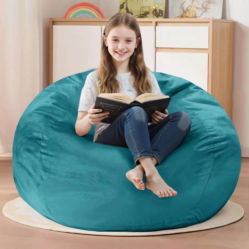 Homguava 2FT Bean Bag Chair: 2' Bean Bags with Memory Foam Filled,Comfy Beanbag Chairs Round Bean Bag Sofa with Dutch Velvet Cover-2FT-28 x28 x22,Sea Blue - Image 1