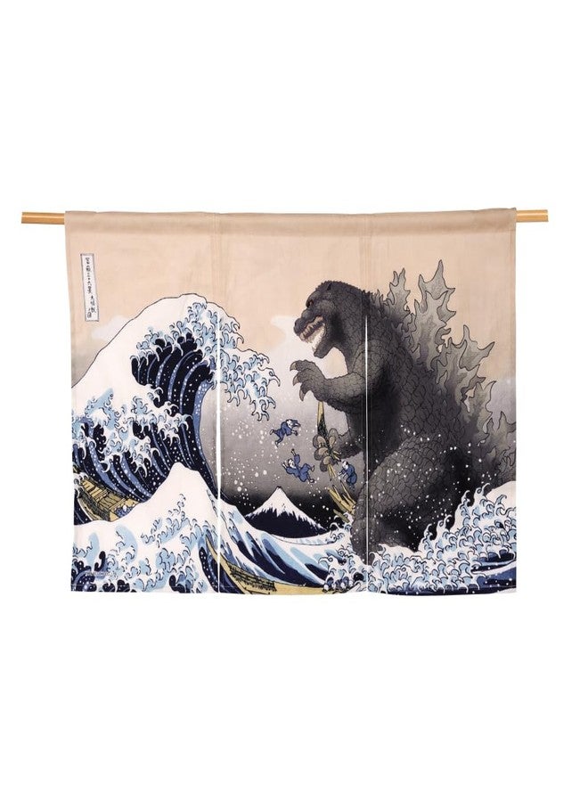 Godzilla NOREN（Japanese Noren Curtain Tapestry） Thirty-six Views of Mt. Fuji Hokusai Ecru