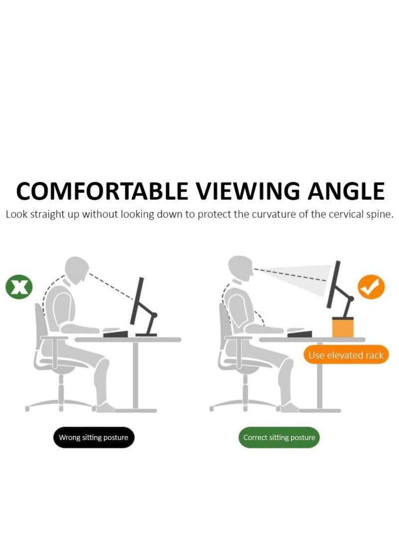 Rubik حامل شاشة مرتفع، منظم مكتب مريح للكمبيوتر المحمول، للاستخدام في المنزل والمكتب (أسود، 60x26x12 سم) - Image 4