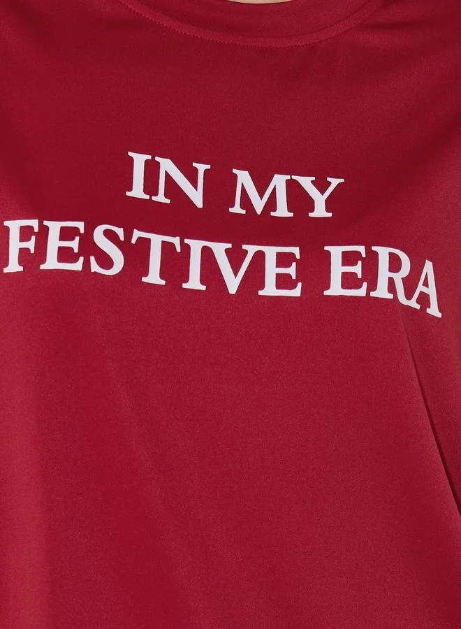 Take Two Slogan Print Round Neck Oversized T-Shirt