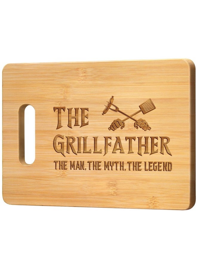 Pandasch Fathers Day Dad Gifts, Best Birthday Gifts for Dad, Father Present from Daughter Son, Engraved Bamboo Cutting Board -The Grillfather, The Man, The Myth - Image 1