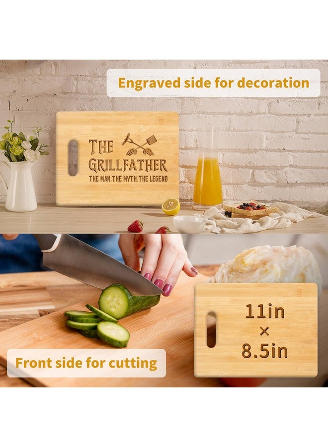 Pandasch Fathers Day Dad Gifts, Best Birthday Gifts for Dad, Father Present from Daughter Son, Engraved Bamboo Cutting Board -The Grillfather, The Man, The Myth - Image 3