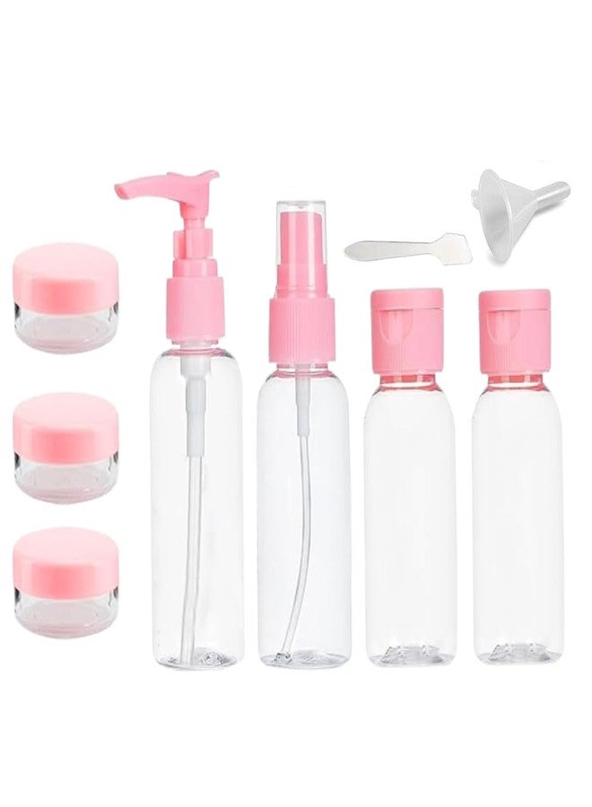 BELISMA 7-Piece Travel Bottle Kit - Leak-Proof, TSA Approved Portable Toiletry Containers for Lotion, Shampoo, Cream & Liquid Essentials - Clear PET Flight Size Set (Pink) - Image 1