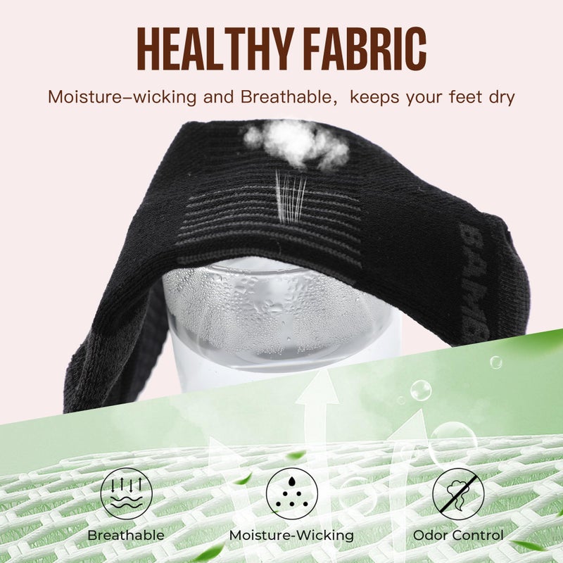 BAMBOO COOL Ankle Socks Womens Athletic Running Socks Moisture-Wicking Bamboo Viscose Cushioned Anti-Blister 5/6 Pairs - Image 3