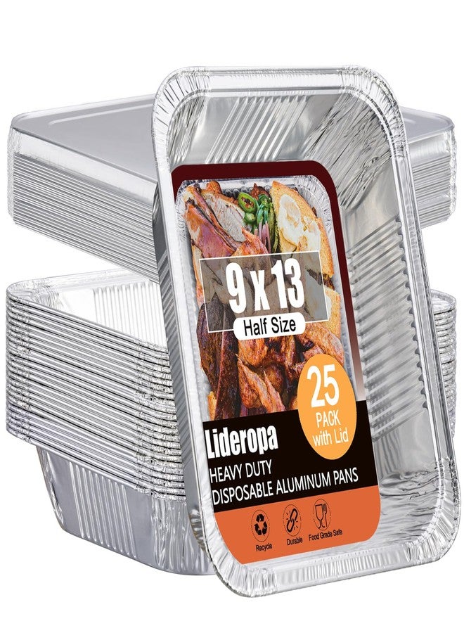 Lideropa Disposable Aluminum Foil Pans with Lids 9x13-25 Pack Aluminum Foil Pans, Heavy Duty Aluminum Baking Pans for Holiday Cooking, Christmas, Thanksgiving, Parties, Meal Prep & Storage - Image 1