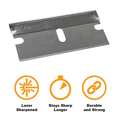 CANOPUS Single Edge Industrial Razor Blades, Safety Straight Edge Razor, 100% Made in USA, Box & Carton Cutter Replacement Blades, Glass and Paint Scraper Razor Blades (10 Pieces) - Image 3