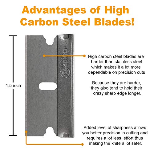 CANOPUS Single Edge Industrial Razor Blades, Safety Straight Edge Razor, 100% Made in USA, Box & Carton Cutter Replacement Blades, Glass and Paint Scraper Razor Blades (10 Pieces) - Image 5