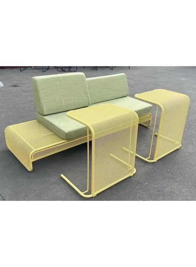 73Hours 4-Seater Outdoor Sofa Set, 25x68x37 cm, Modern Wicker Patio Bistro Furniture with Cushioned Chairs  Tempered Glass Table, Metal Frame, Yellow - Image 5