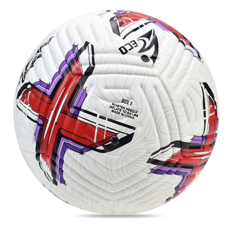 Generic Youth Soccer Ball Size 4/5 PU Training [Skin] White Purple No.5 Ball in 2223 Premier League Final