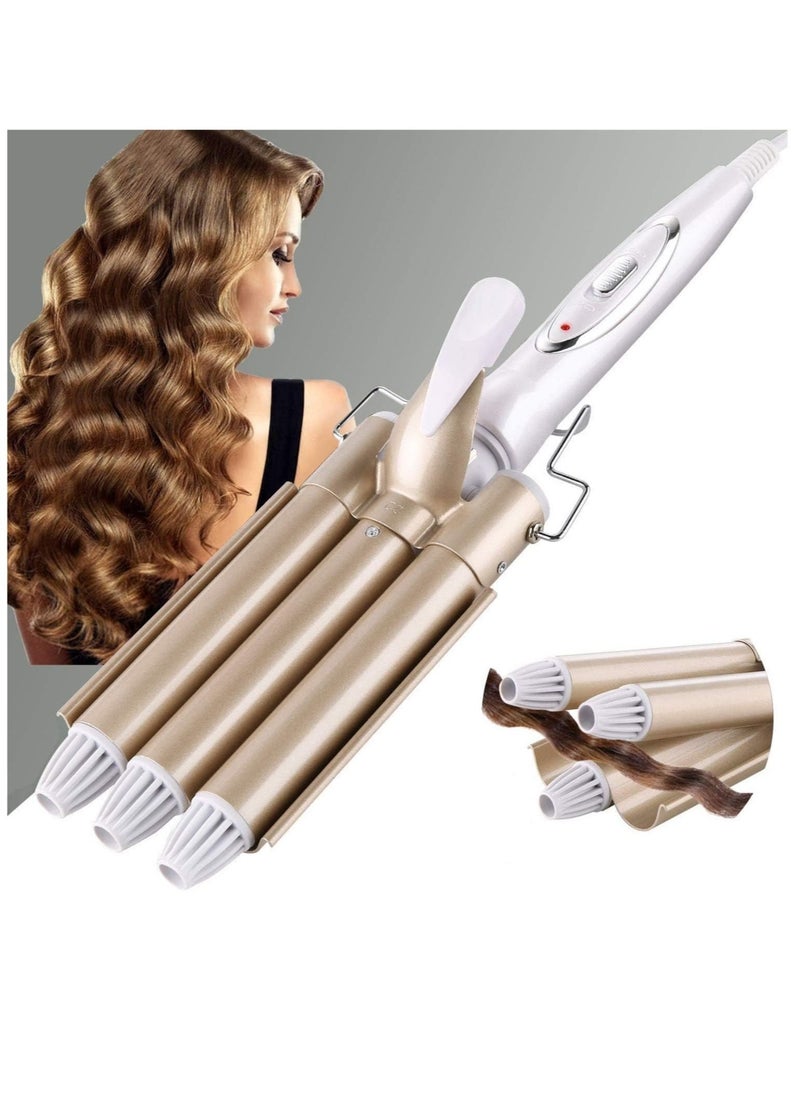 ELTRAZONE Three Barrel Curling Iron Wand Hair culer hair wave hair iron Ceramic Tourmaline Triple Barrels, Dual Voltage Crimp  - Image 1
