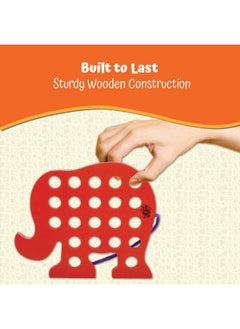 Skillofun Skillofun, Wooden Elephant Lacing Toy, Developed for Montessori Schools, Enhance Fine Motor Skills, Hand-Eye Coordination, Screen-Free, Encourage Creativity, Storytelling, & Imagination  - Image 2