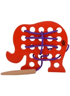 Skillofun Skillofun, Wooden Elephant Lacing Toy, Developed for Montessori Schools, Enhance Fine Motor Skills, Hand-Eye Coordination, Screen-Free, Encourage Creativity, Storytelling, & Imagination  - Image 1