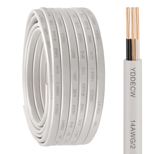 YDDECW 142 NMB Wire with Ground 50FT 14 Gauge NonMetallic Sheathed Cable Pure Copper 14 AWG 2 Conductor Residential Indoor Wire for Outlets Switches and Other Loads etc - Image 1