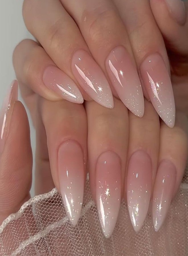 سكويشي ٢٤ قطعة من الأظافر الاصطناعية اللاصقة على شكل لوزة، لتطويل الأظافر للنساء، مانيكير سريع، أظافر اصطناعية لاصقة لحفلات الزفاف والاستخدام اليومي، أطراف أظافر وطلاء جل - Image 2